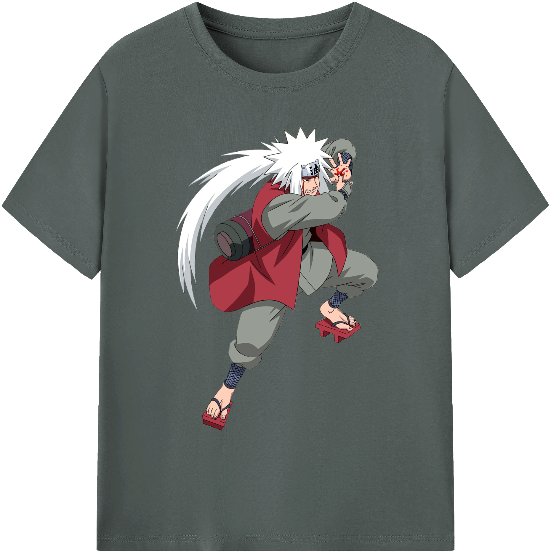 （画像用） NARUTO -ナルト- 自来也（じらいや） Jiraiya 綿100％ メンズ半袖Tシャツ｜肌触りやわらか＆通気性